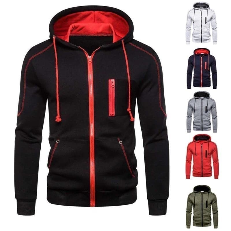 Men's Hoodie Black White Green Red Hooded Color Block Fleece Cool Casual Winter Clothing Apparel Hoodies Sweatshirts HHB