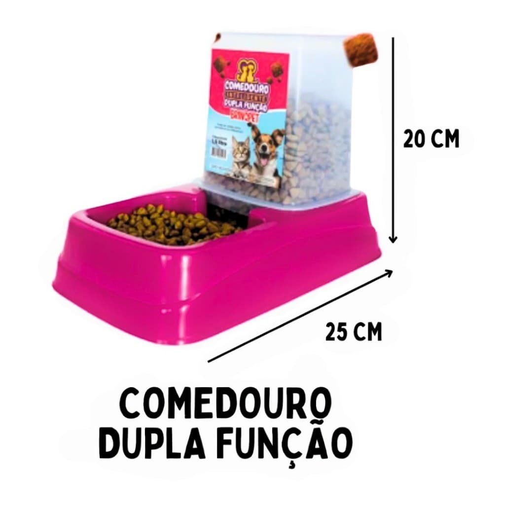 Comedouro Bebedouro Automático 1,5L 1kg Dupla Função Cães e Gatos