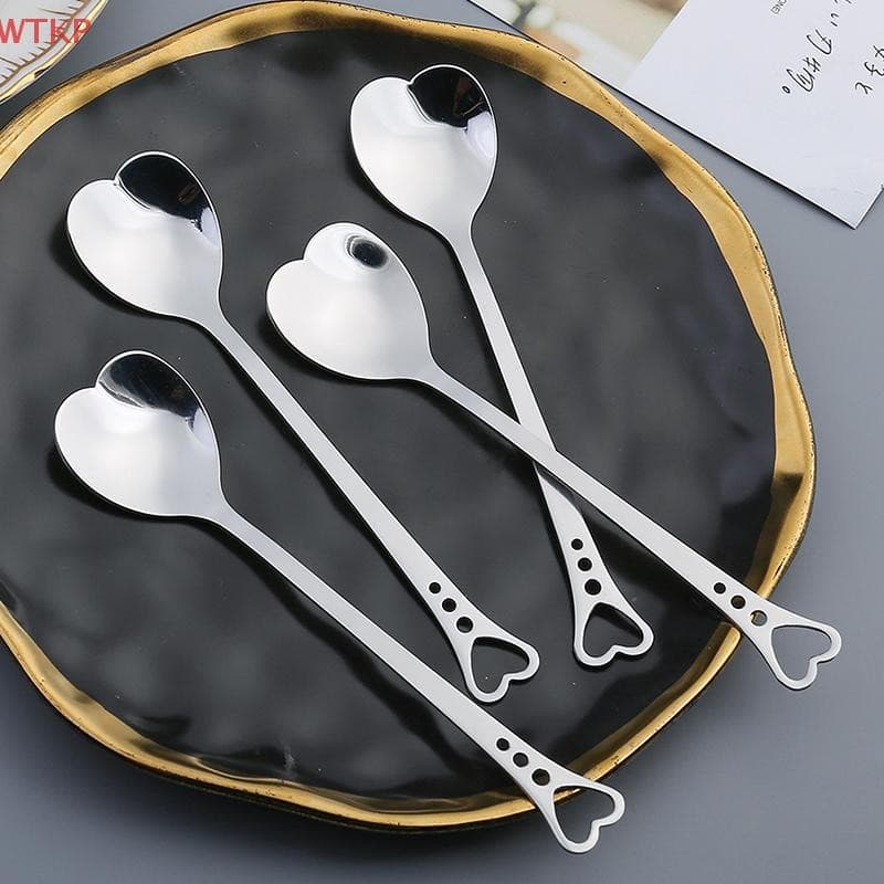 Colheres De Café Quentes Criativo Dia Dos Namorados Coffeeware Em Forma De Coração Prata Acessórios De Cozinha Louça Por