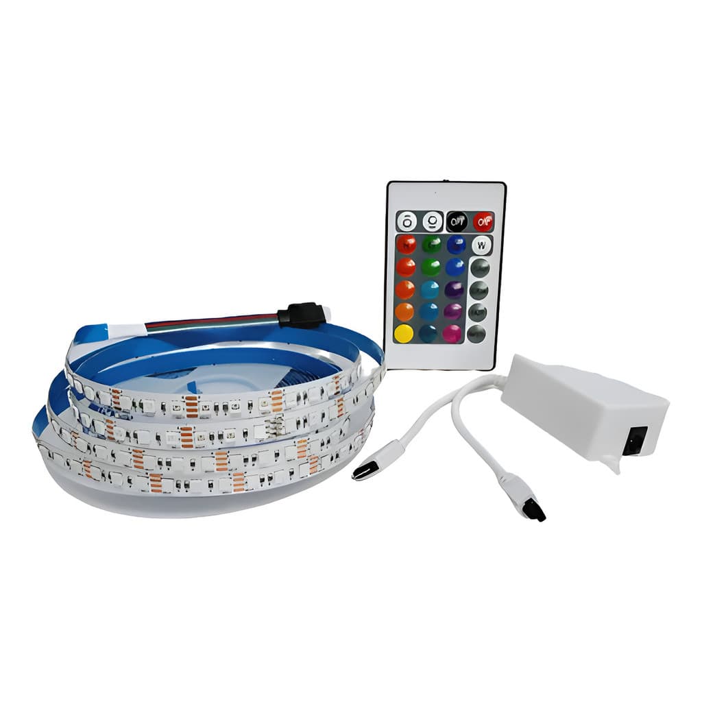 Fita Led Rgb 5 Metros 12v Ip20 300 Leds + Fonte