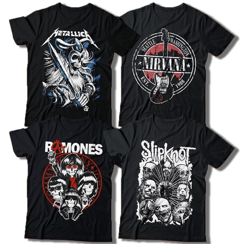 Camiseta Bandas de Rock Classicos Metall Diversas Confortavel