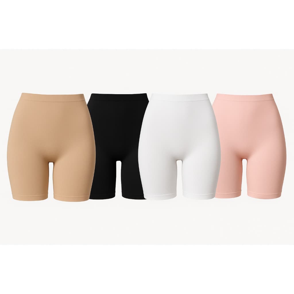 Kit com 4 Shorts Anágua Segunda Pele – Modelador Invisível para Vestidos e Calças | Cores Neutras