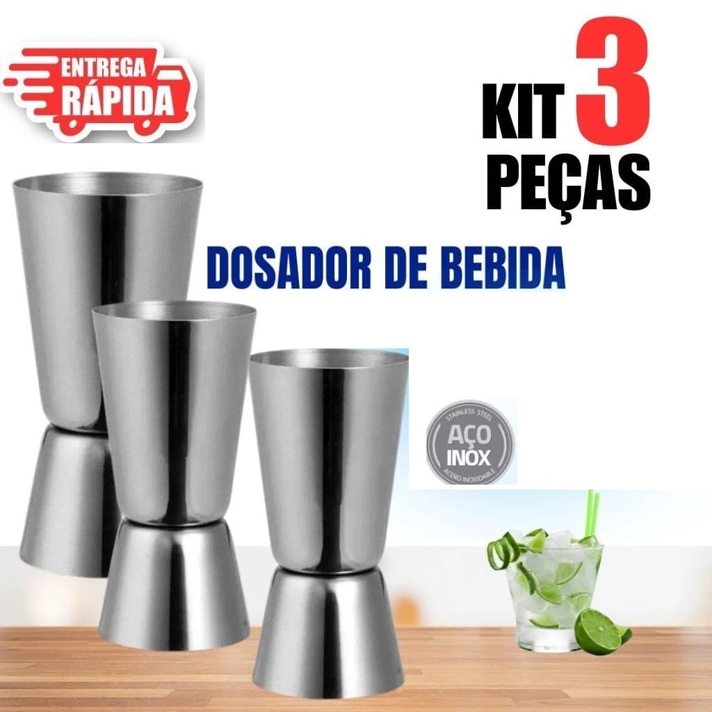 3/2/1 Dosadores duplo de inox para Bebidas e Drinks 50ml e 25 ml.