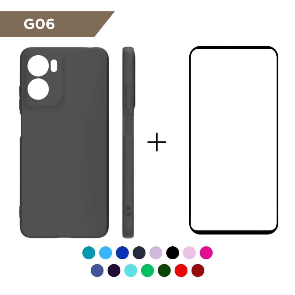 Capa Capinha Silicone Aveludada Case E Película 3D Vidro Tela Toda p/ Motorola Moto G06
