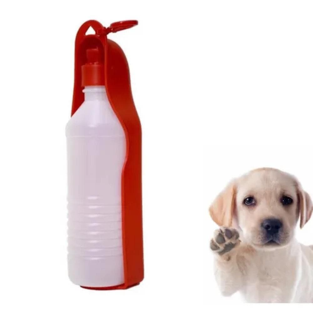 Bebedouro Portátil Pet 500ml para Cachorros Viagem Passeio Caminhada Carro com Alça - Vermelho
