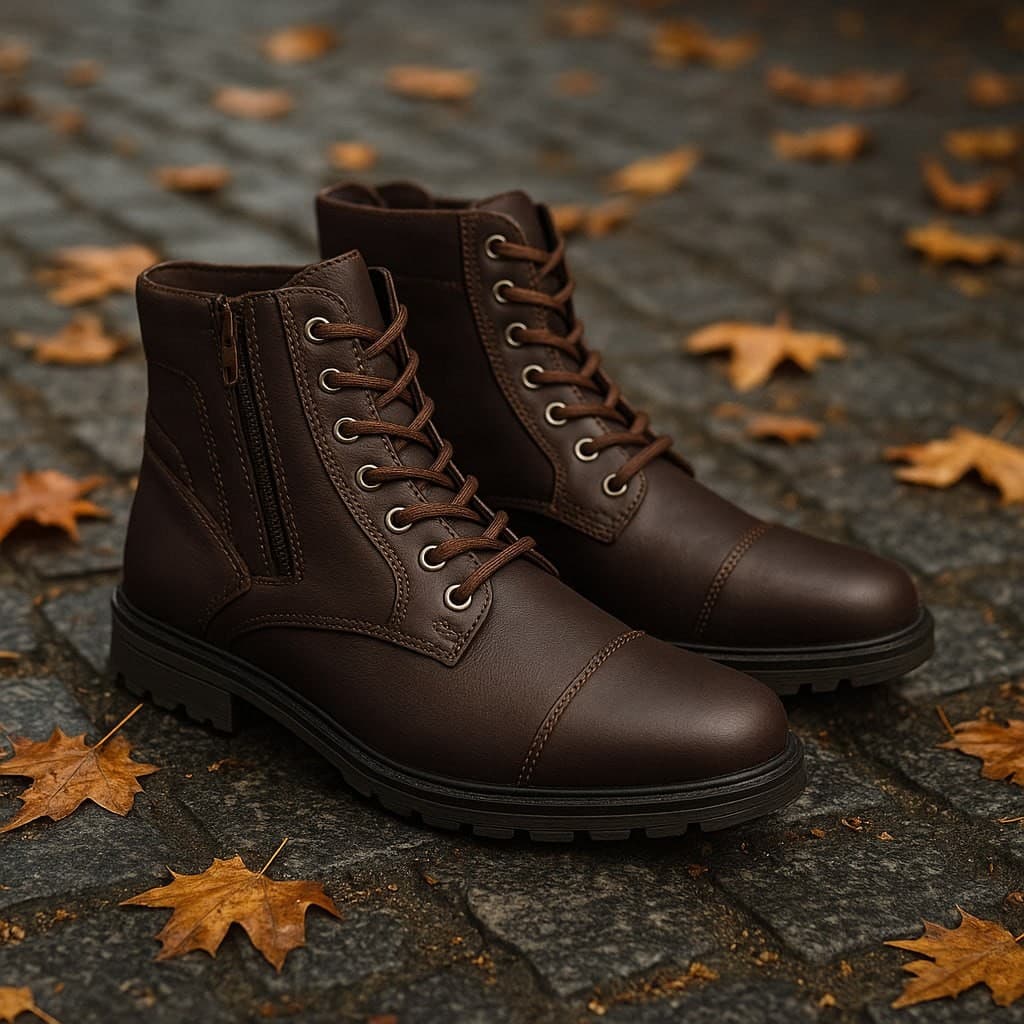 Bota Masculina Casual Com Zíper Confortável  Coturno Masculino Social