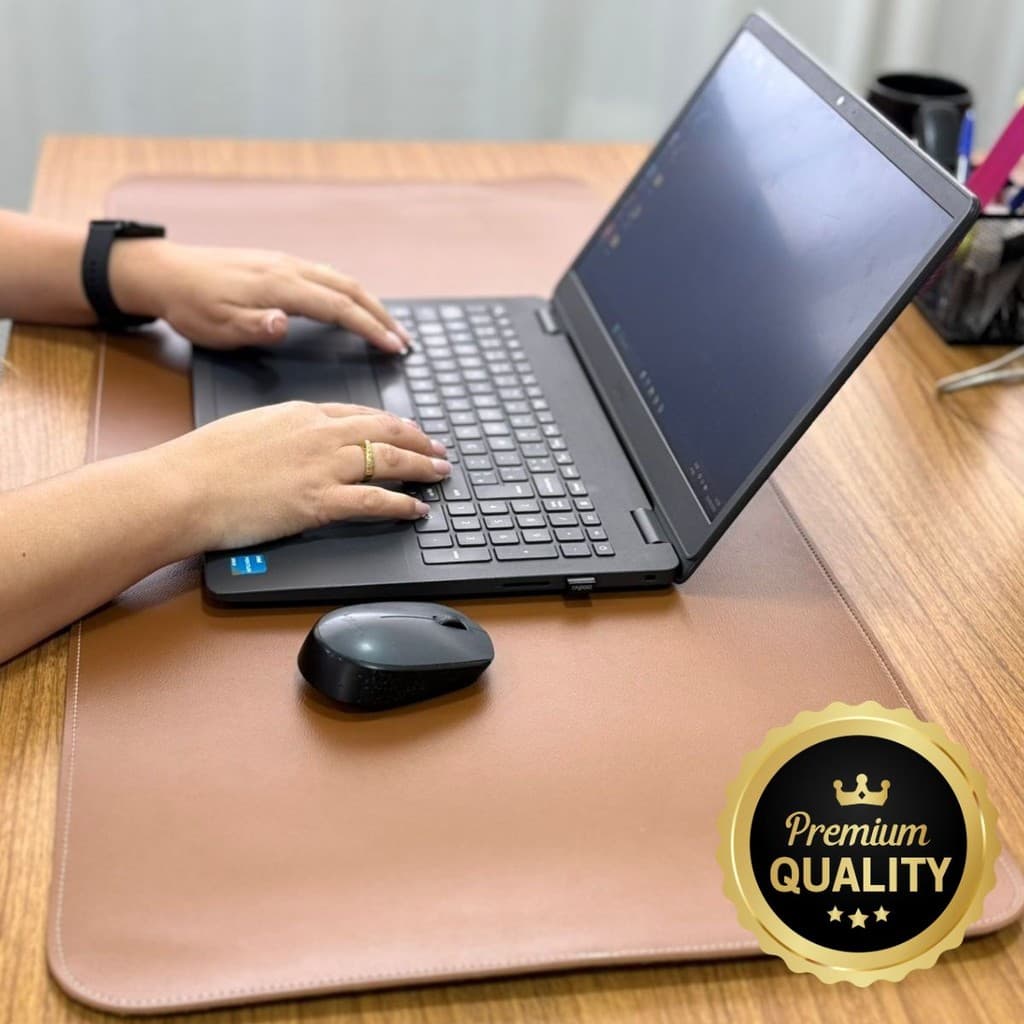 DeskPad Gigante Caramelo Mouse Pad Premium 90cm X 40cm Courino Sintetico c/ costura