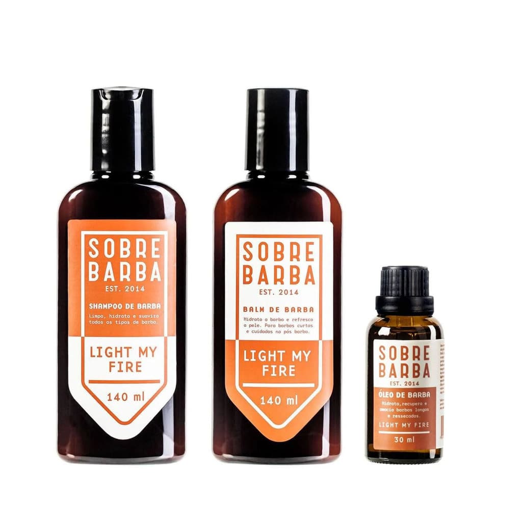 Kit Sobrebarba - Shampoo, Balm e Óleo de Barba - Light my Fire