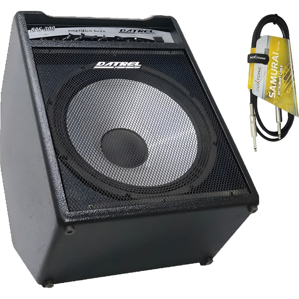 Cubo Amplificador Contrabaixo Datrel 15 300w + Cabo 3m Top Preto