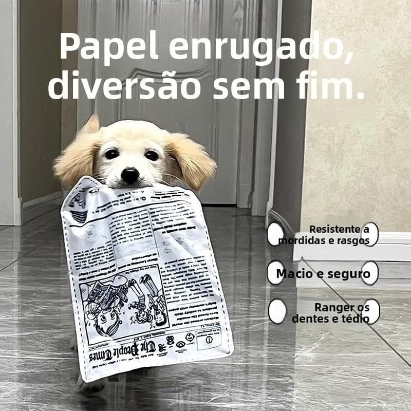 Brinquedo Interativo p/ Cães – Jornal de Brinquedo c/ Som, Resistente e Durável
