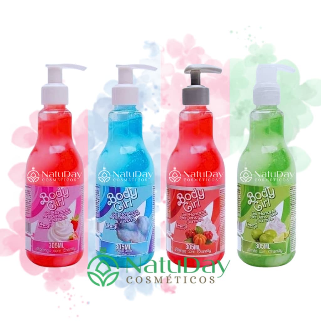 Gel Hidratante BodyGirl Corpal e Íntimo Algodão Doce - Morango c/ Chantilly - Limão e Pitanga Garji