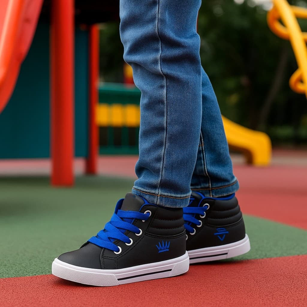 Tenis Cano Alto Infantil Masculino Estilo Moderno Confortavel 24 AO 33