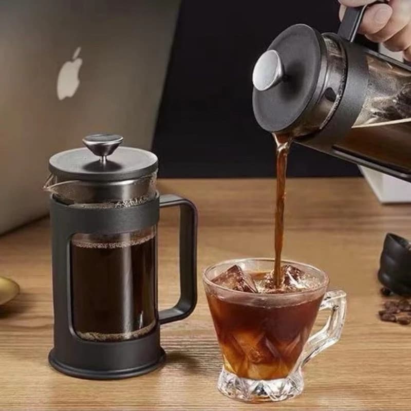 Cafeteira Francesa 600ml Prensa Café Cozinha Gourmet Café Fresco Vidro Aço Inox Compacta Moderna