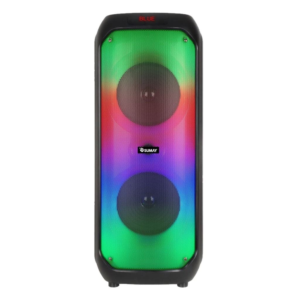 Caixa De Som Portátil Sumay Fire 1000W RMS Bluetooth 2 Woofer de 8" Bateria até 12 horas