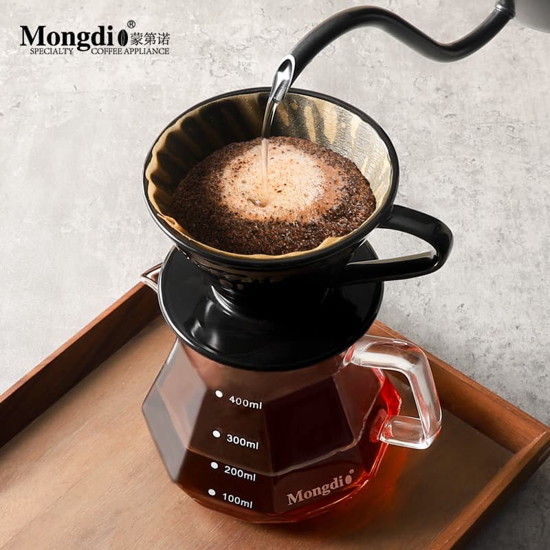 Mongdio copo de filtro de café de cerâmica, conjunto de café de fermentação manual v60, copo de filtro tipo gotejamento,