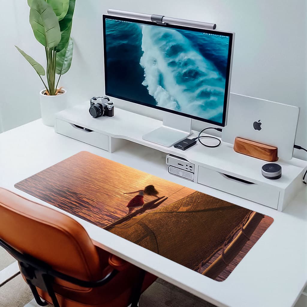 MousePad Gamer Disney Moana 80x30 Deskpad Gamer Grande Com Base Emborrachada Personalizado Grande RGB Anime