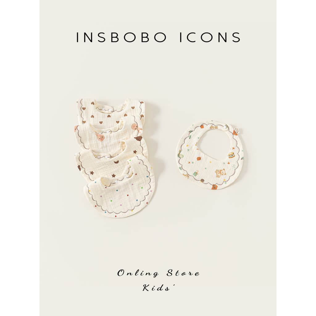 INSbobo toalha de saliva infantil, babador fofo estampado para saliva, confortável, respirável, gaze de seis camadas, bo