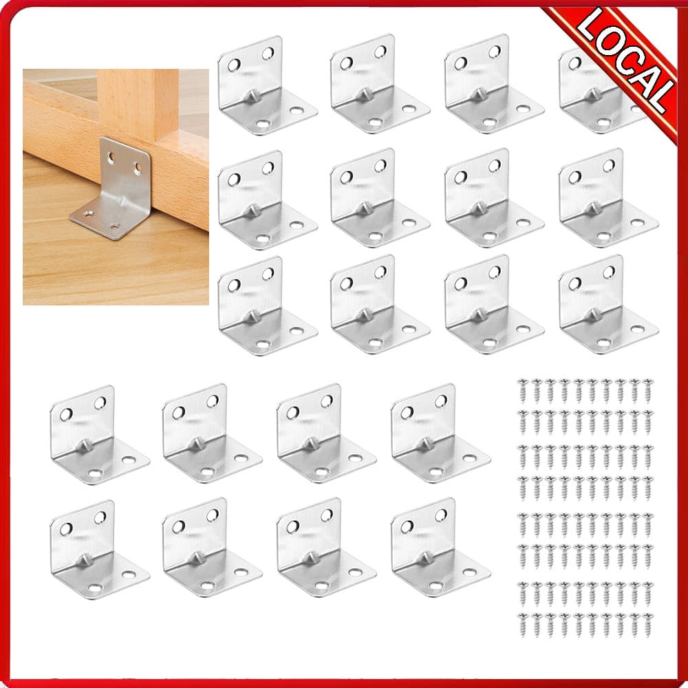 20 suportes em forma de L (20 * 30 mm) com 80 parafusos Material de aço inoxidável adequado para mesa reforçada forte