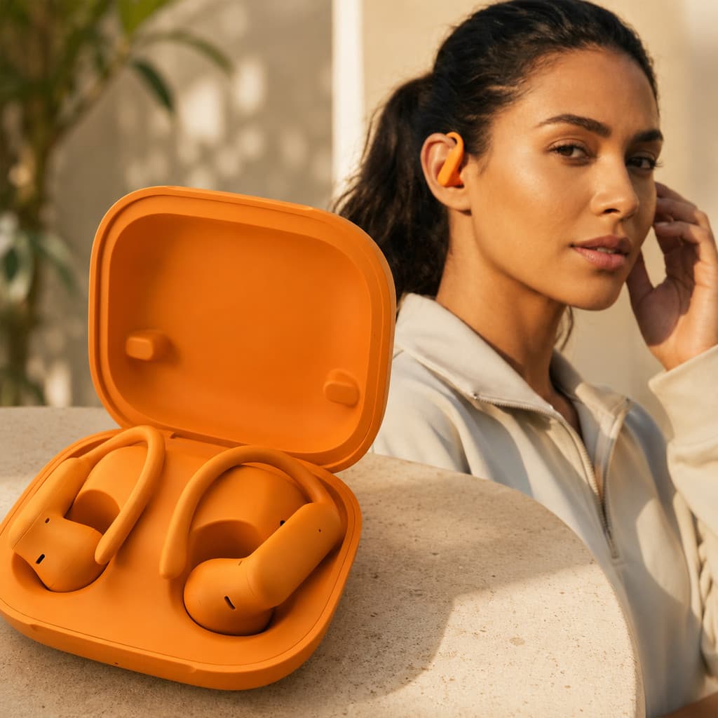 Fone TWS Esportivo com Gancho Seguro, Bluetooth, Microfone, Cancelamento de Ruído, Ideal para Academia e Corrida