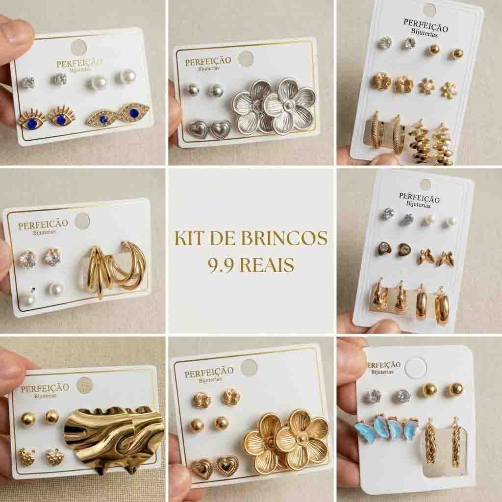 Kit Brincos Sortidos Femininos Diversos Modelos Acessórios Da Moda Promoção Limitada