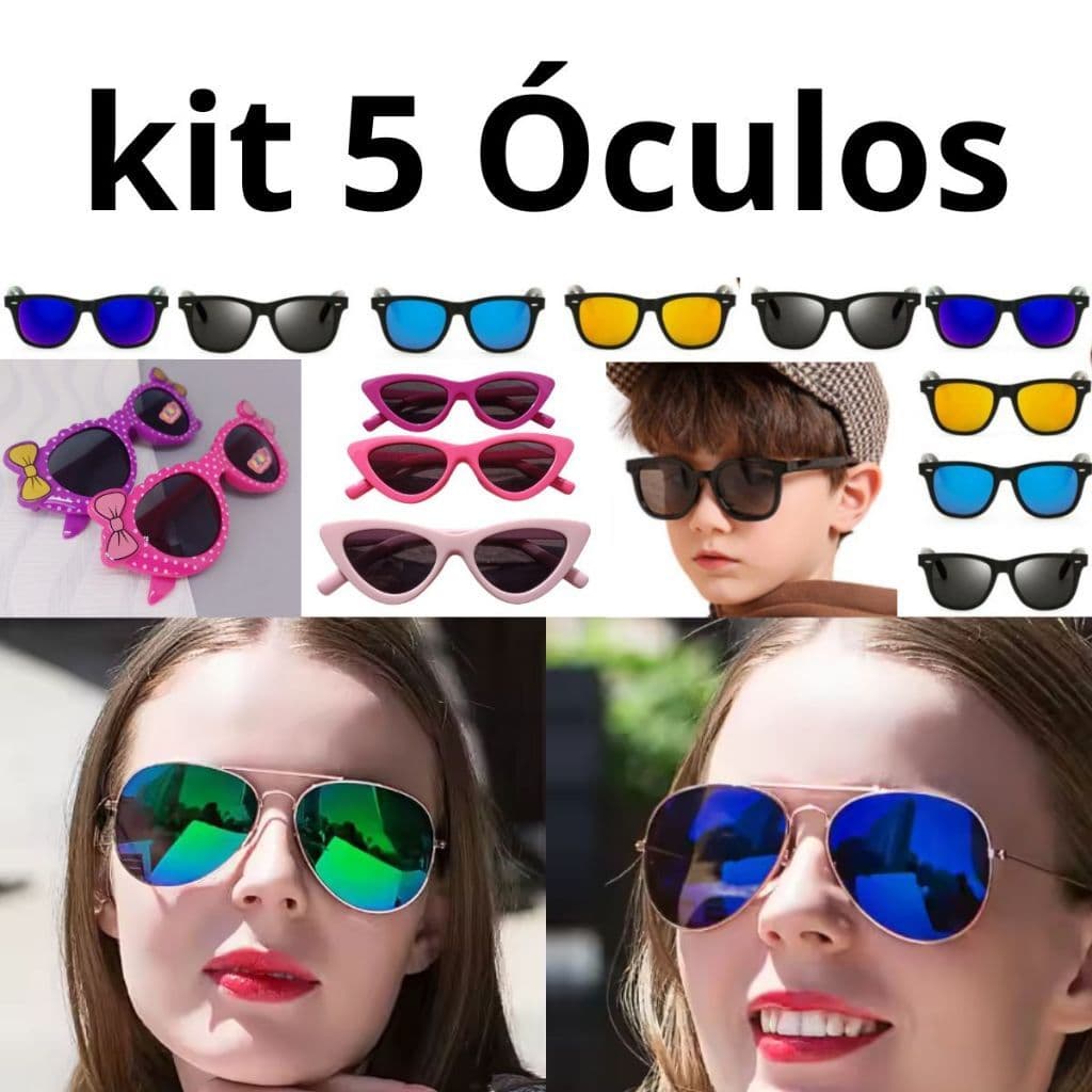 kit 5 oculos de sol de criança barato