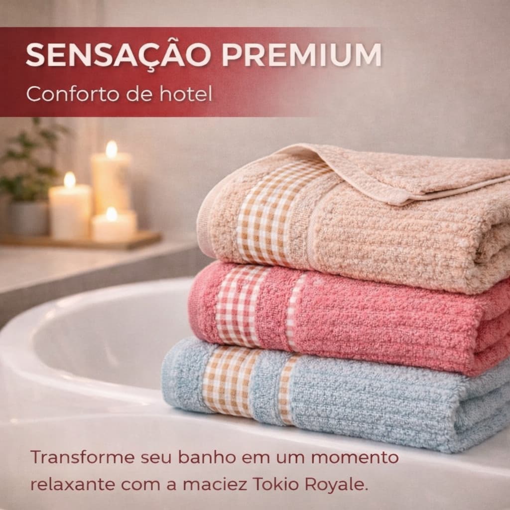 Toalha Rosto100% Algodão Tokio Canelada Macia 65cm x 45cm