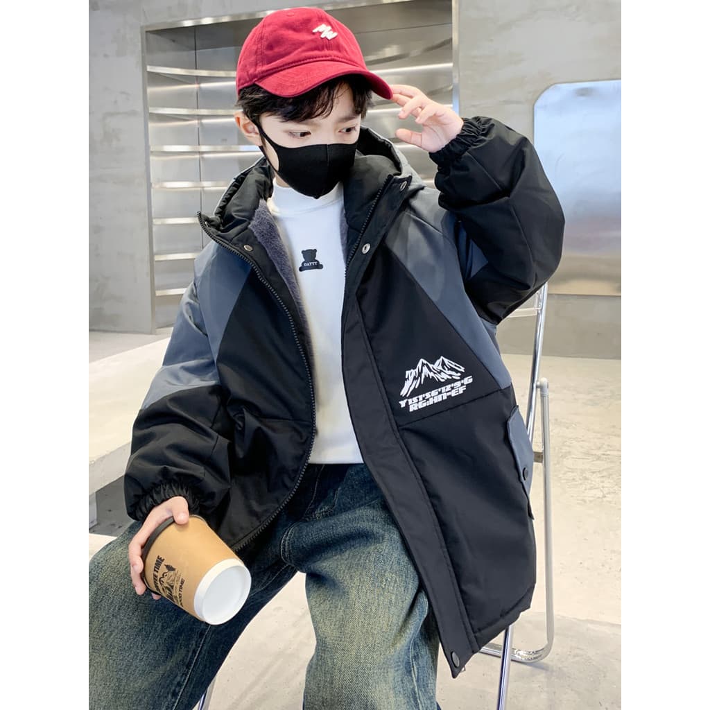 Meninos primavera outono roupas forro de lã blusão jaqueta 2026 novo estilo moda meninos outono inverno médio grande cri