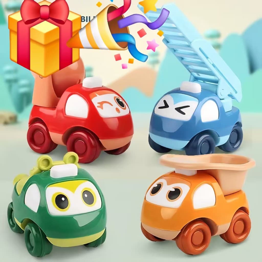 Kit 4 em 1 Carrinhos Baby com Inércia – Construção e Resgate, Brinquedo Educativo
