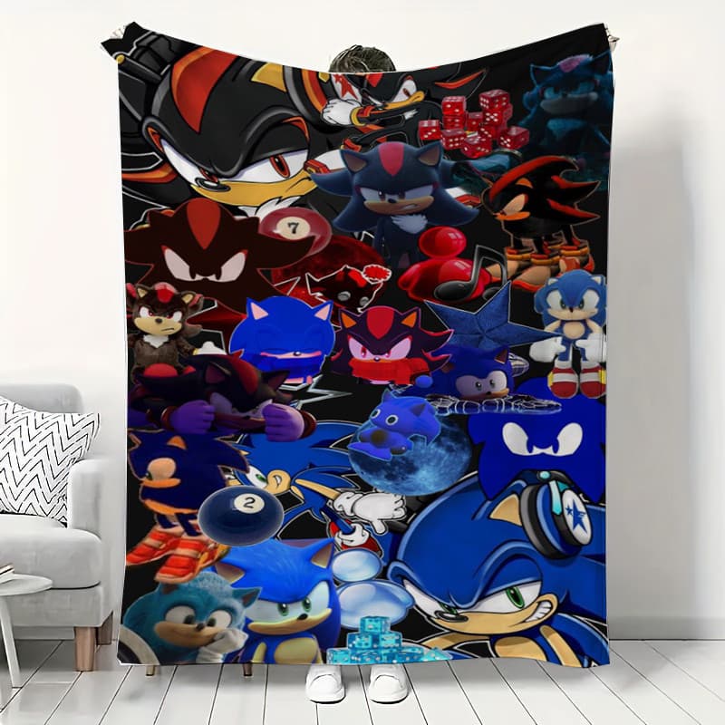 Cobertor De Flanela Sonic the Hedgehog Cartoon Anime Four Seasons Ar Condicionado Universal B