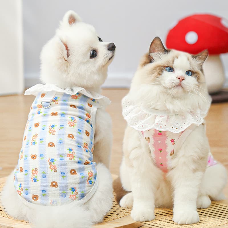 Fio De Algodão Roupas Para Cães Respirável Colete Animais De Estimação Gato Camiseta Roupa Cachorro Com Fivela De Tração