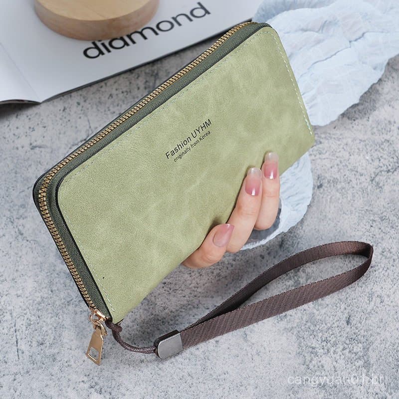 Carteira Longa Feminina, Nova Bolsa de Mão Estilo Coreano, Porta-Cartões Multifuncional, Porta-Moedas, Carteira Feminina