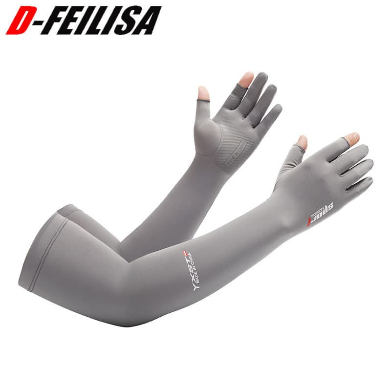Protetor solar de seda gelo mangas mulheres verão Anti-ultravioleta luvas masculinas longo estilo fino ciclismo pesca co
