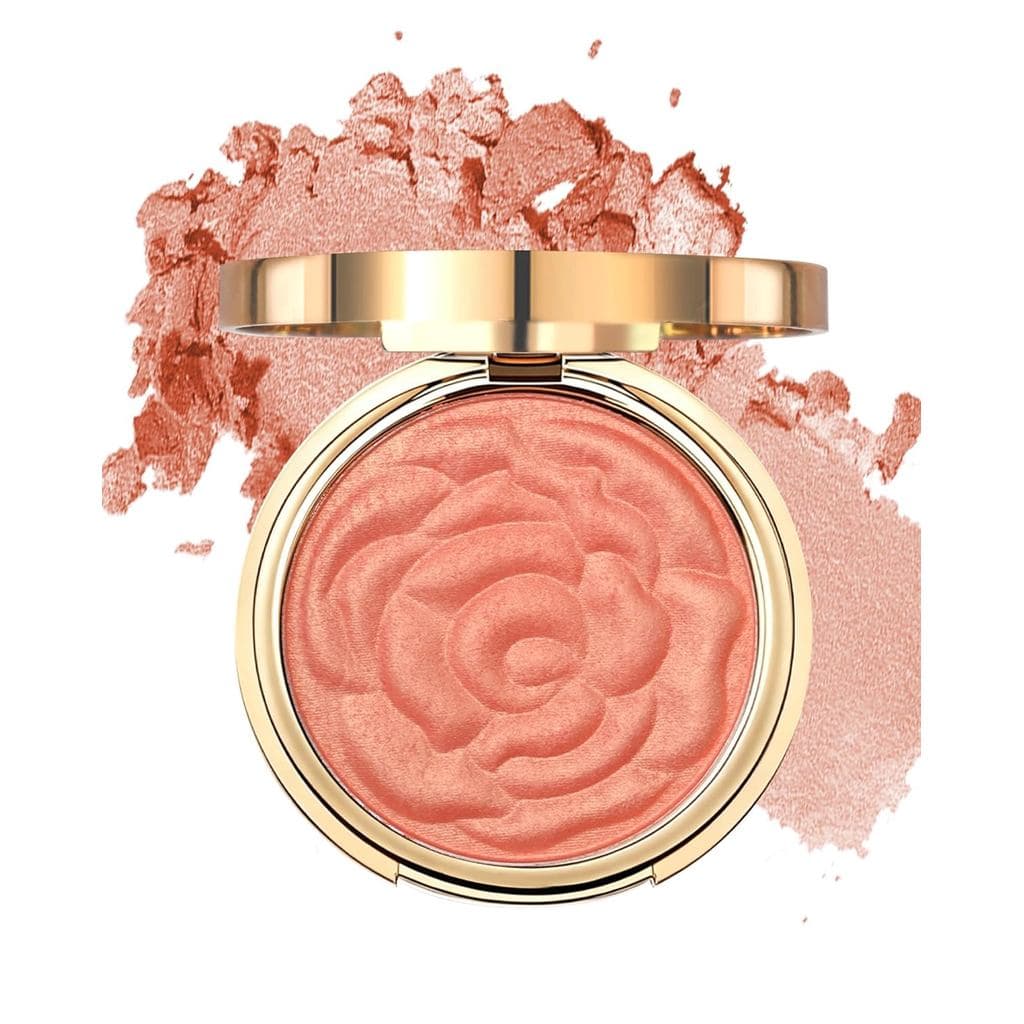 Blush Rosa Pêssego para as Maçãs do Rosto, Blush em Pó Sedoso e Fácil de Esbater, Paleta de Blush Leve e de Longa Duraçã