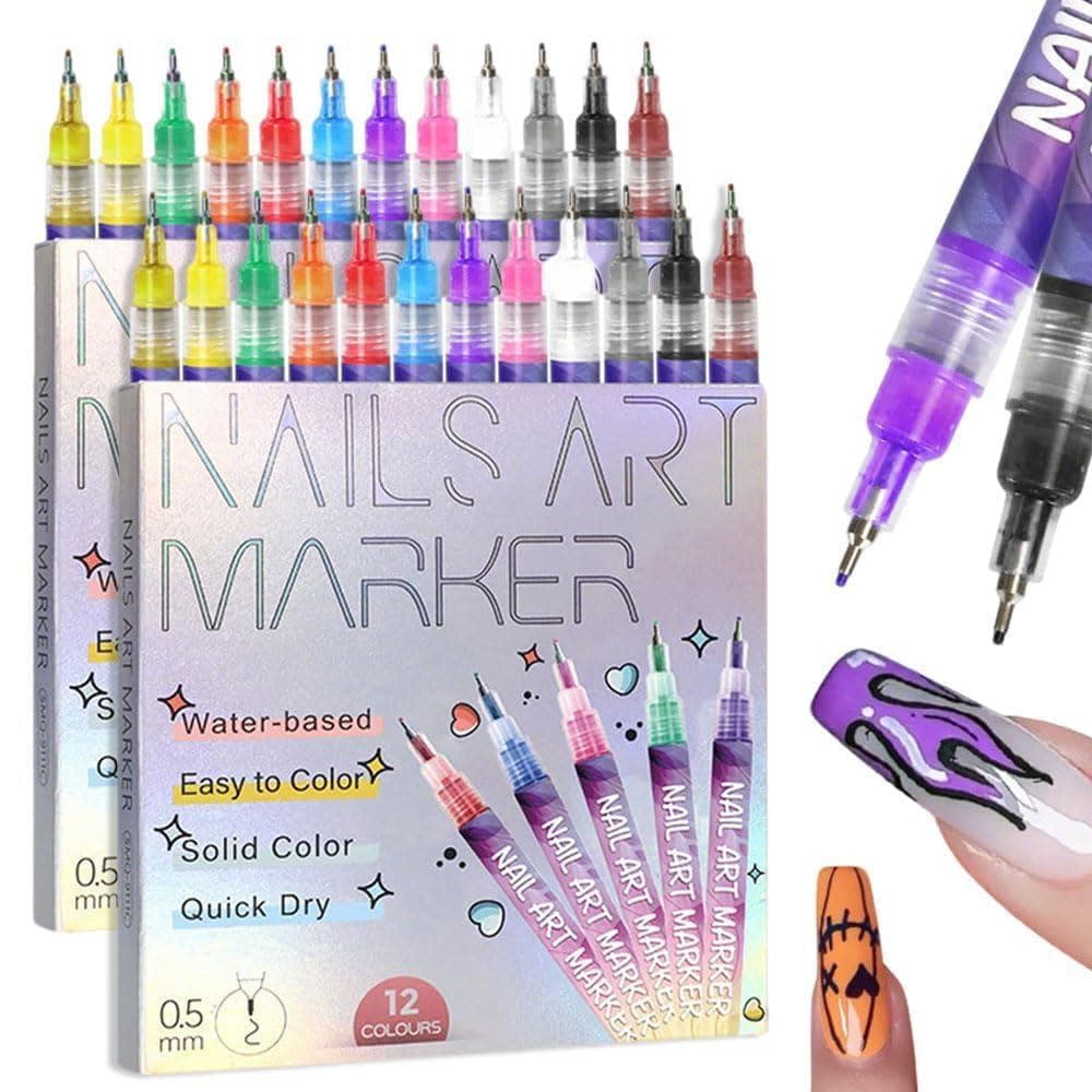 Conjunto de 12 canetas para nail art, 3 novos modelos de canetas para nail art 2026, adequadas para manicure em gel, can