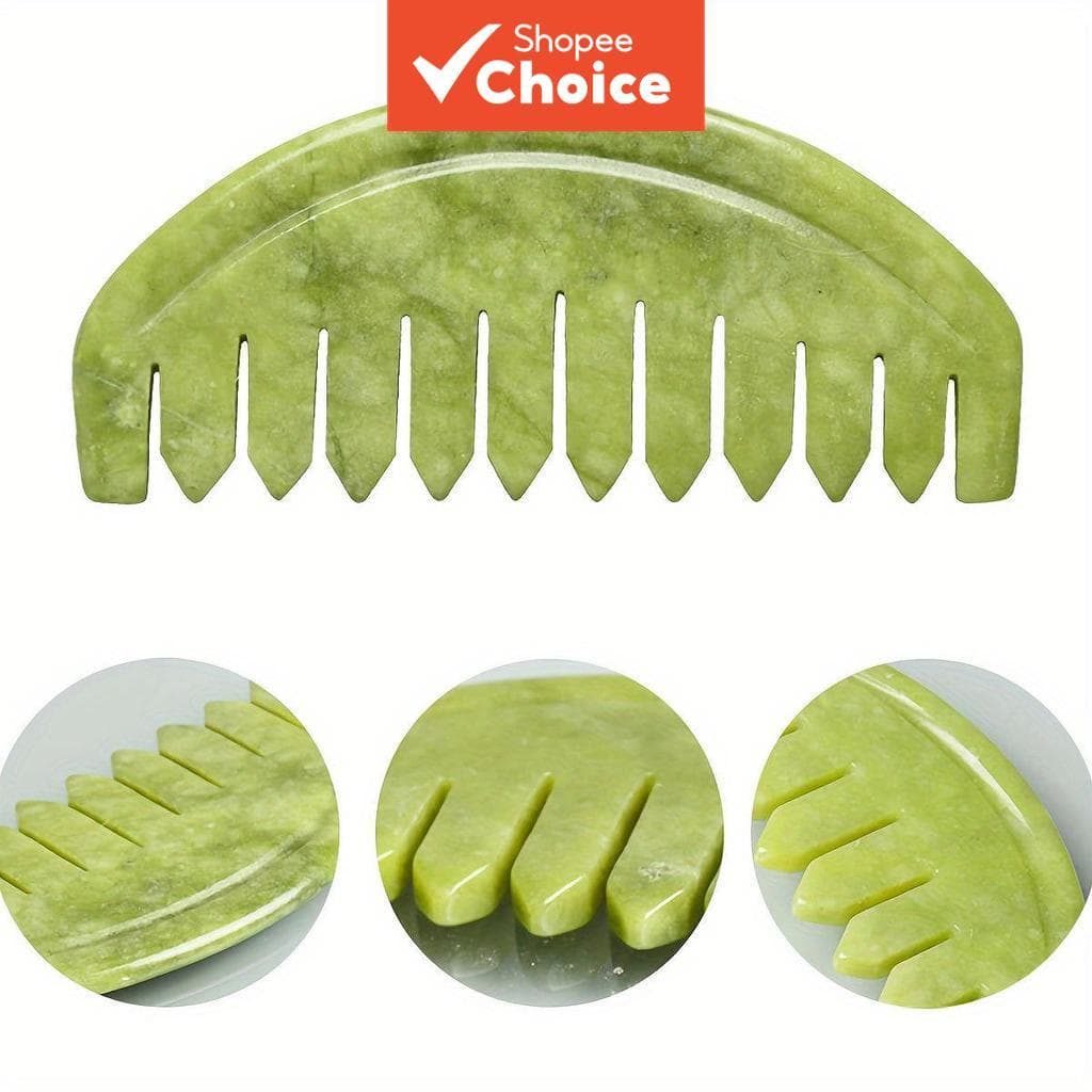 Pente Massageador De Cabeça De Jade Natural , Ferramenta De Relaxamento Para Cuidados Com O Couro Cabeludo Mulheres E Ho