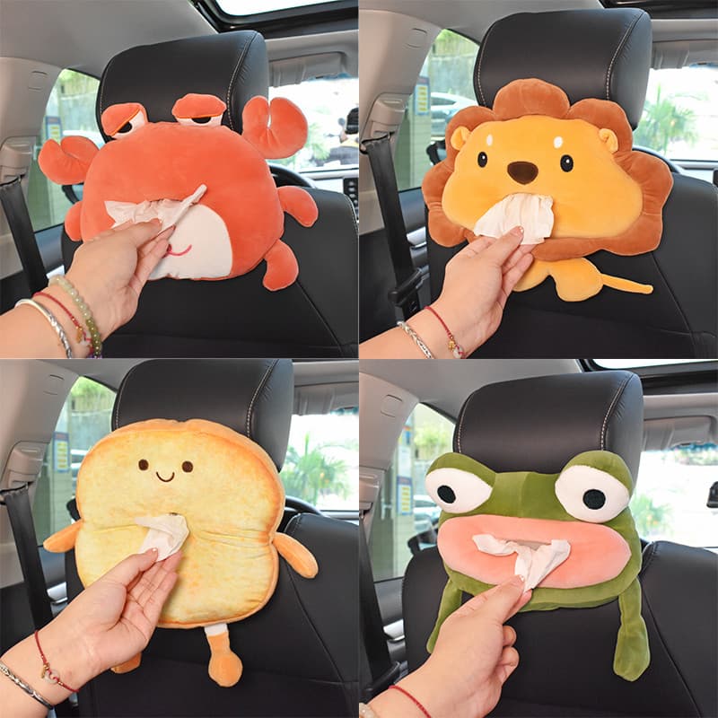 Criativo caixa de tecido do carro no carro dos desenhos animados pendurado tipo caixa de papel carro multifuncional caix