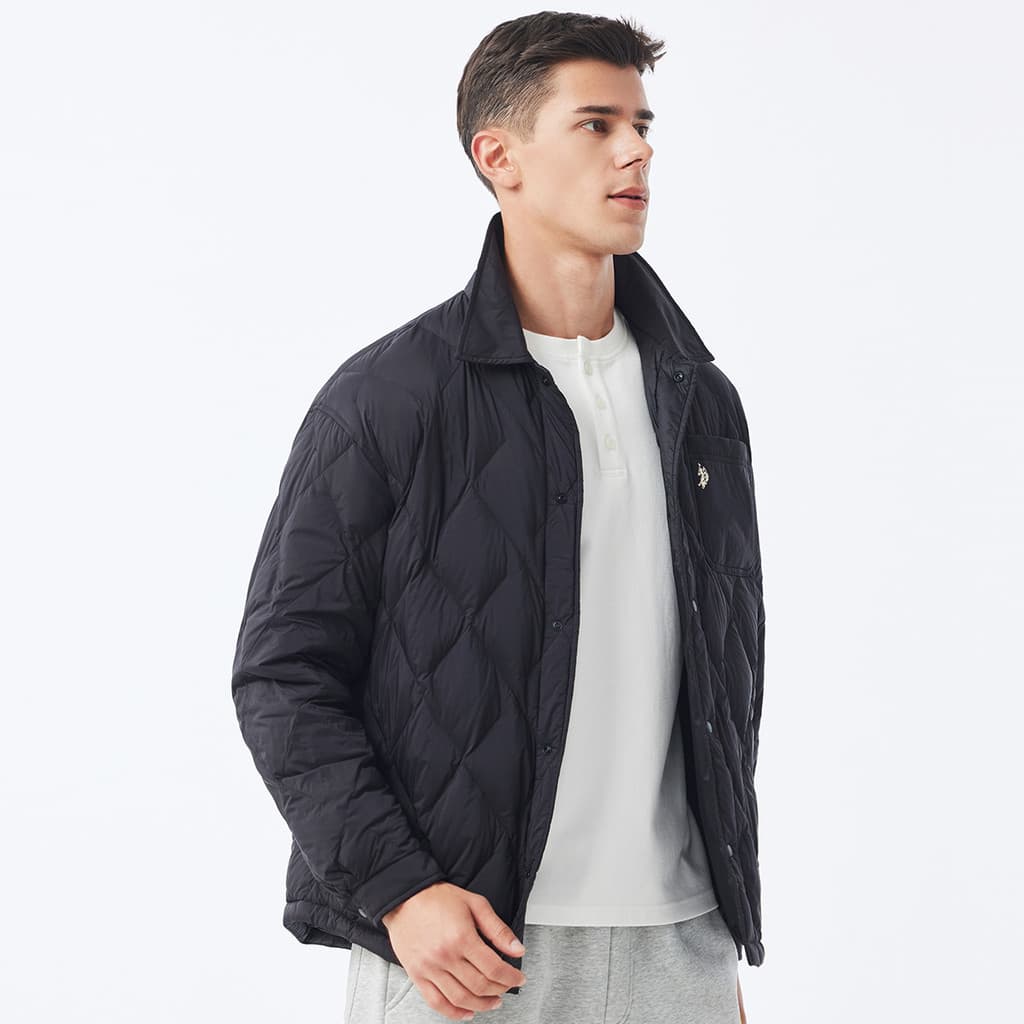 USPA Jaqueta masculina de inverno leve 2024 novo estilo camisa curta ao ar livre lapela leve jaqueta Casual quente