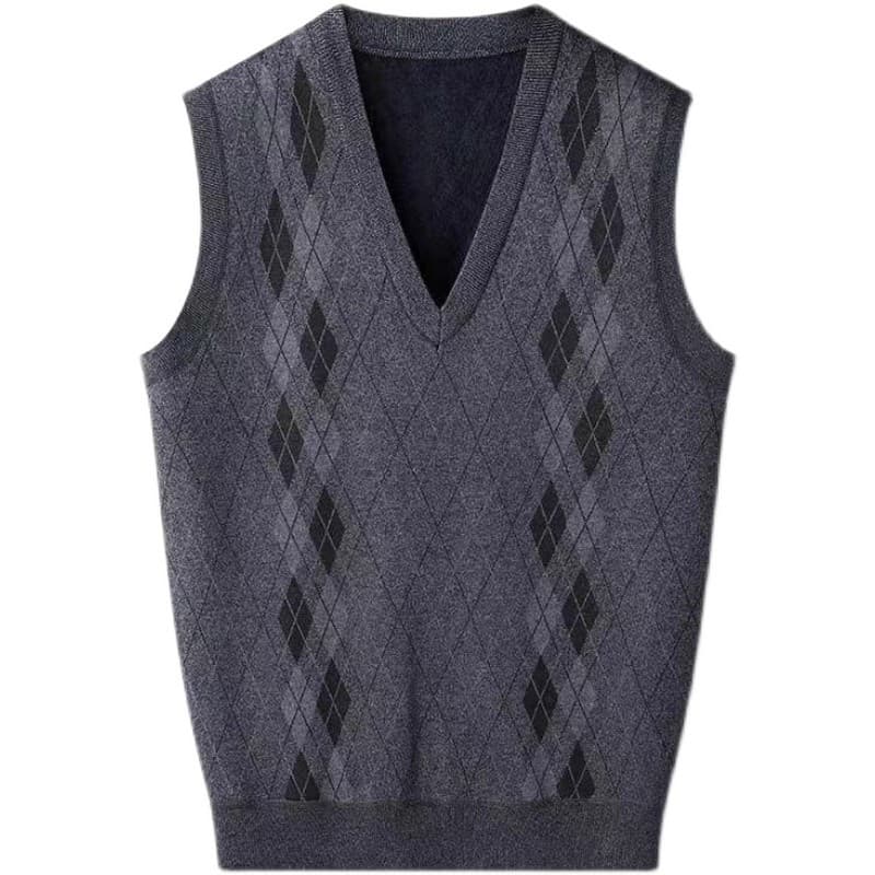 Novo produto masculino outono inverno forro de lã pulôver colete Casual meia-idade idosos com decote em v camisola v