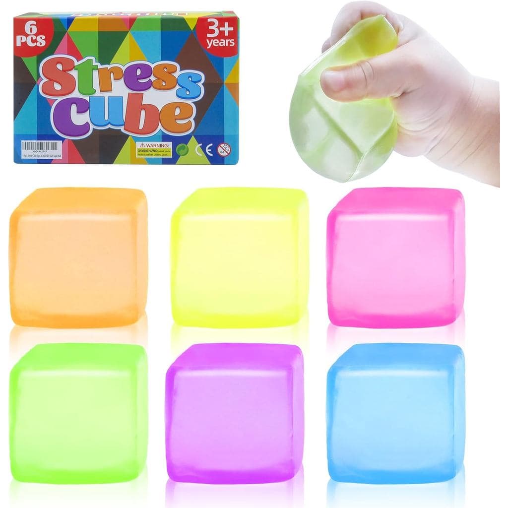 Pacote com 6 Cubos Anti-estresse Macios para Adultos e Crianças, Brinquedos Sensoriais para Alívio da Ansiedade e Estres