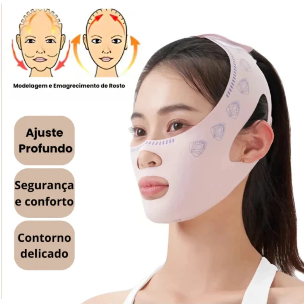 Faixa Modeladora Facial Lifting para Contorno do Rosto Queixo e Mandíbula Uso Diário FACIL