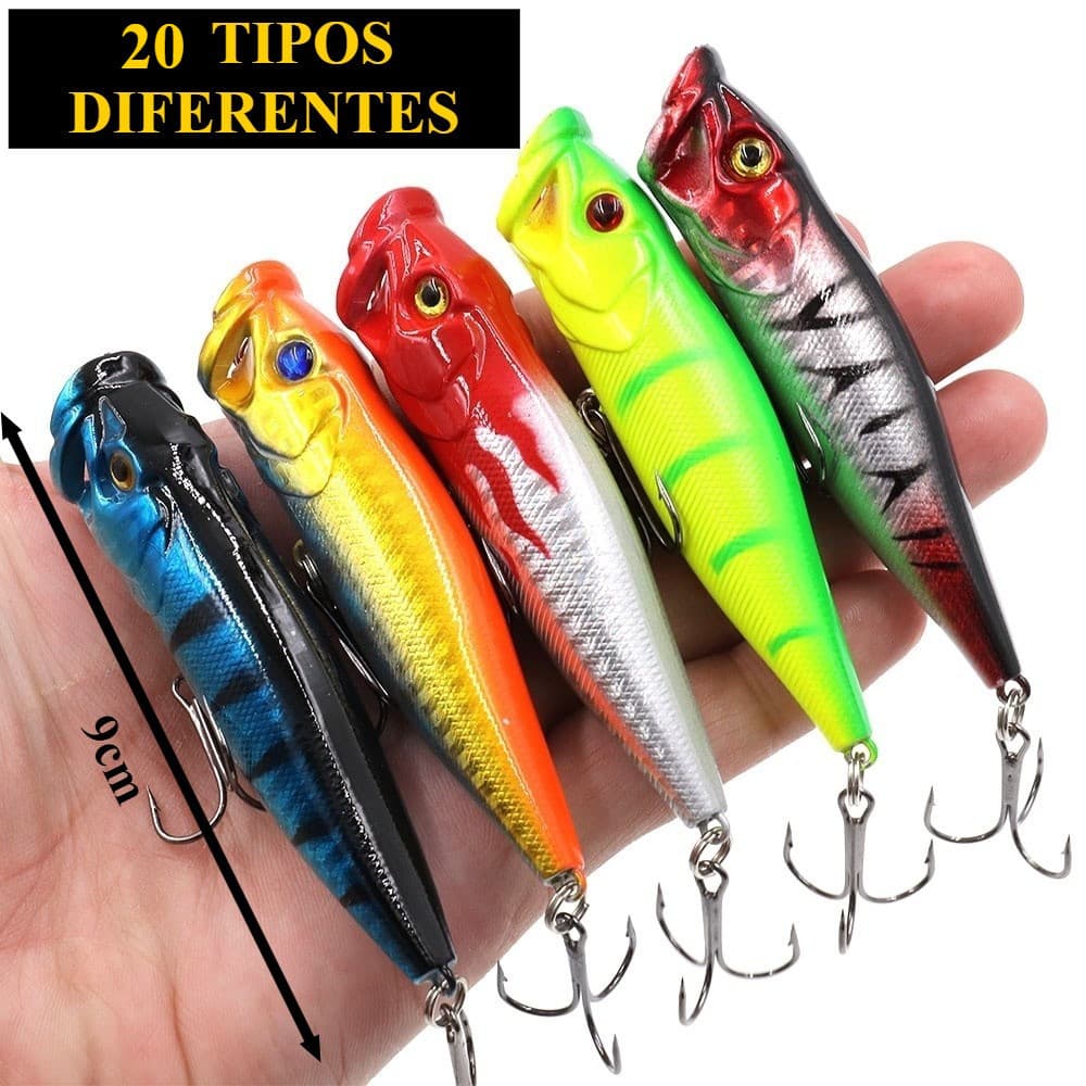 Isca Artificial Popper Superfície Pesca Tucunaré Traíra Robalo Dourado 9 Cm 12 Gr