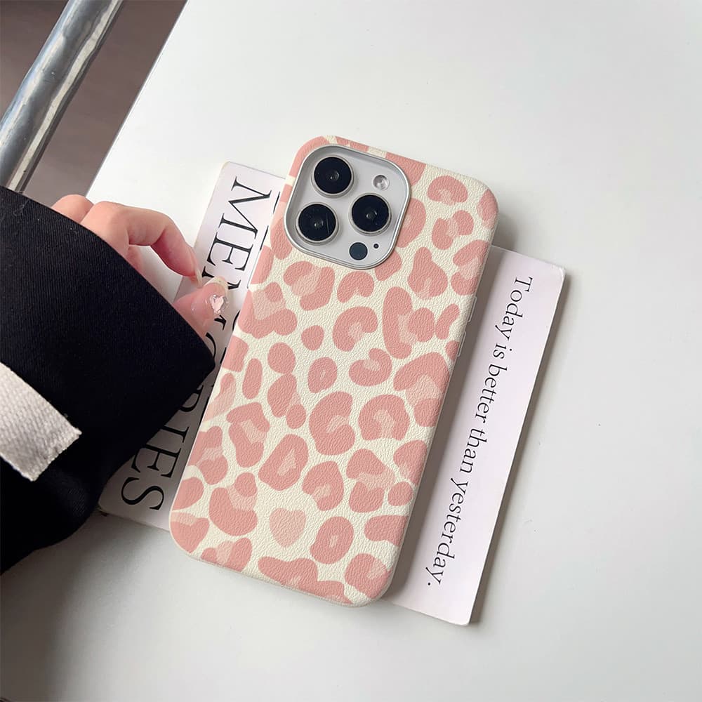 Capa Com Estampa De Leopardo Rosa Capinha iPhone 14 17 Air 16 15 Plus 13 12 11 Pro Max Couro Normal Silicone Anti-Impact