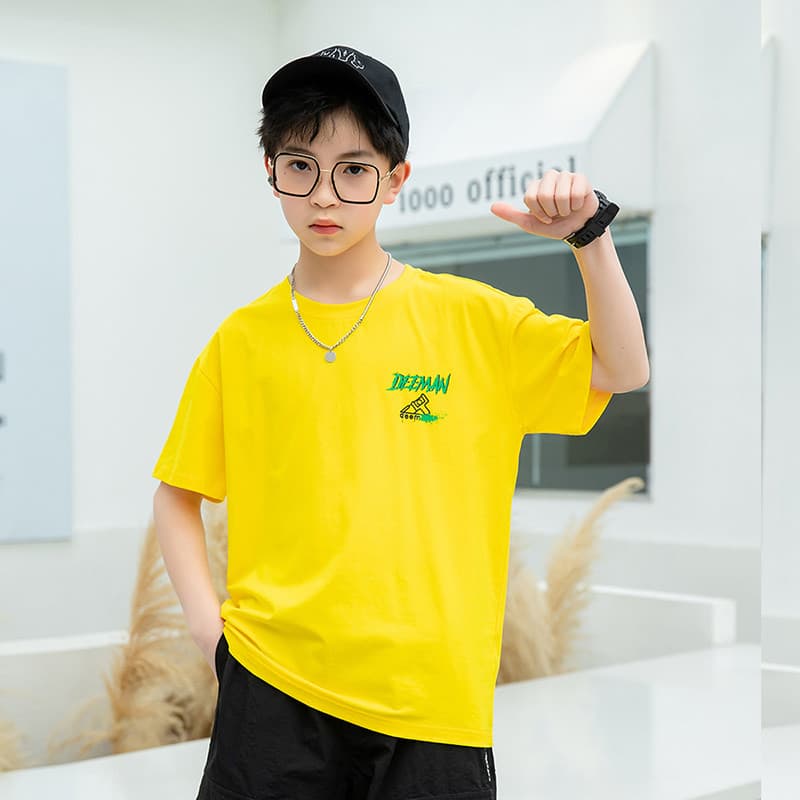 Gile crianças camiseta de manga curta meninos roupas de verão gile estilo chinês na moda crianças grandes país puro algo
