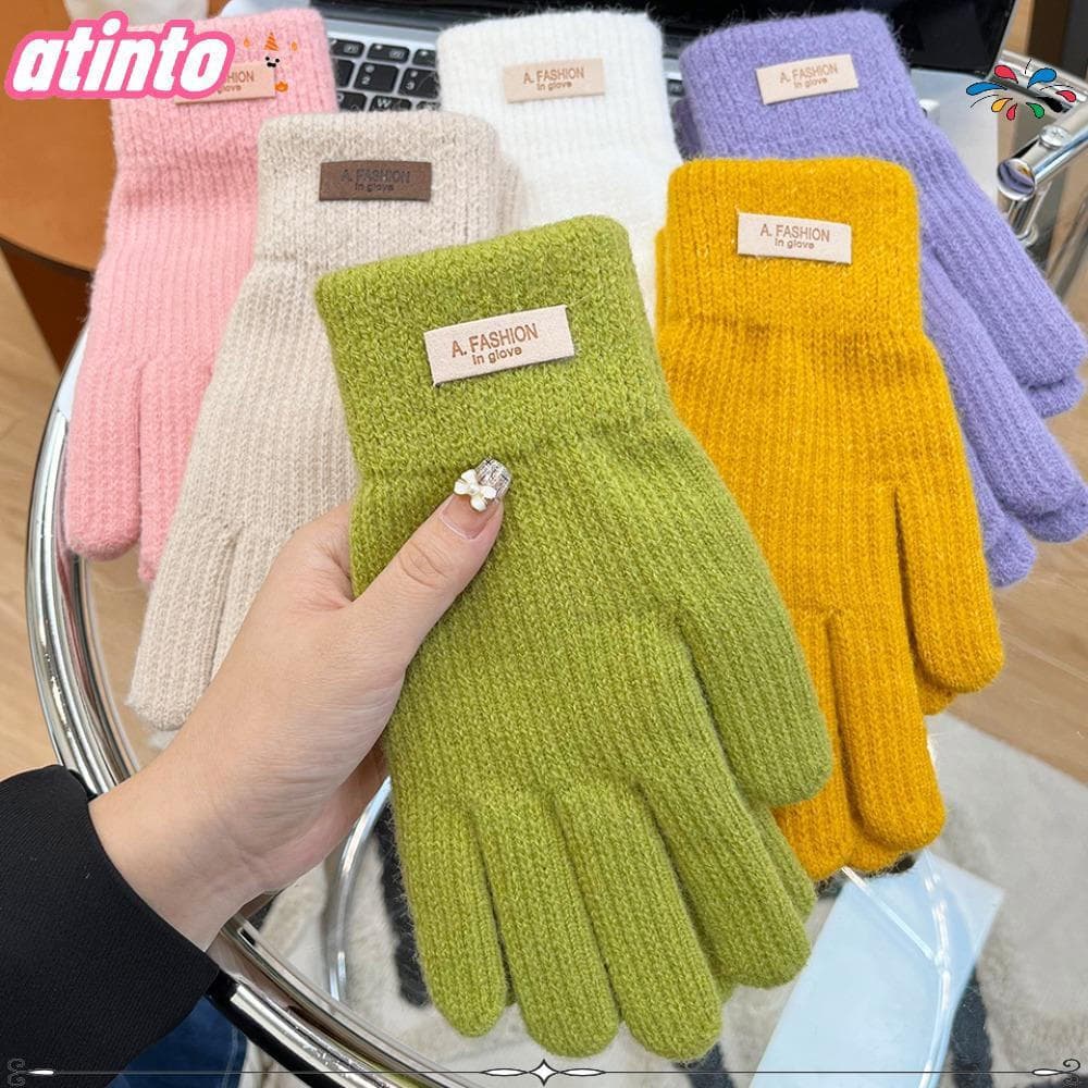 Luvas De Tela Sensível Ao Toque ATINTO , Grossas De Ciclismo Esportivo De Pelúcia Outono Inverno , Trabalho De Equitação