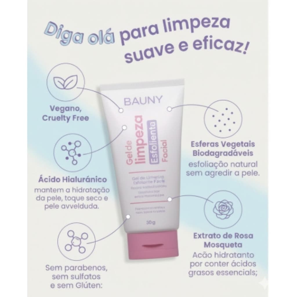 Bauny - Gel de Limpeza Esfoliante Facial - 80g