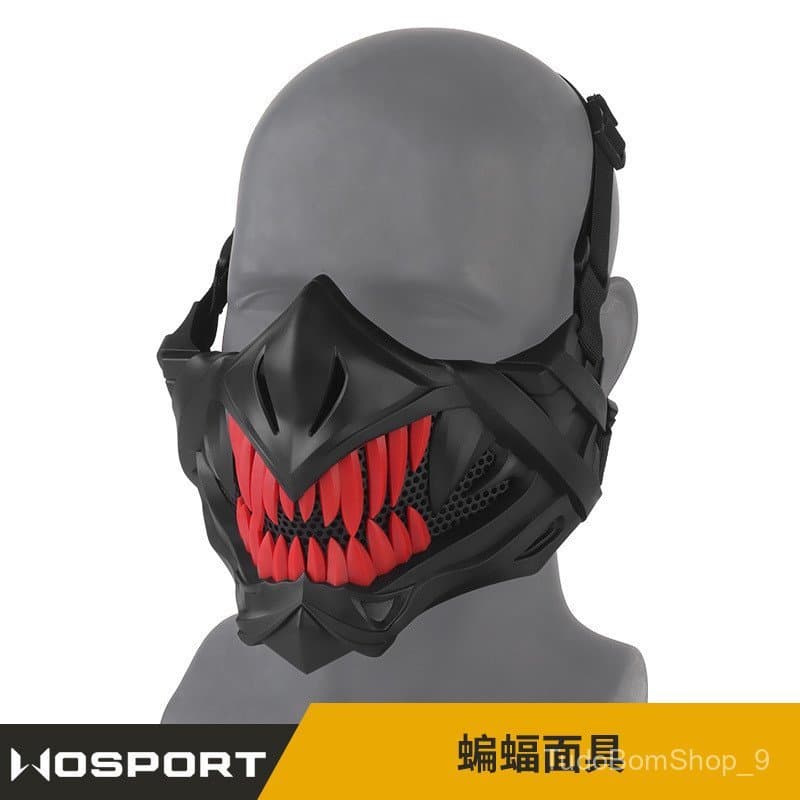 Máscara WOSPORT respirável estilo morcego, máscara tática de alta tecnologia com proteção facial respirável e fio de aço