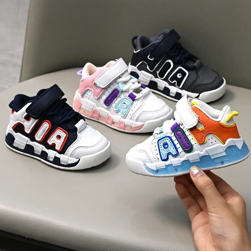 T na moda sapatos infantis 2026 Plus Size de alta qualidade basquete sapatos casuais couro macio almofada ar absorção ch