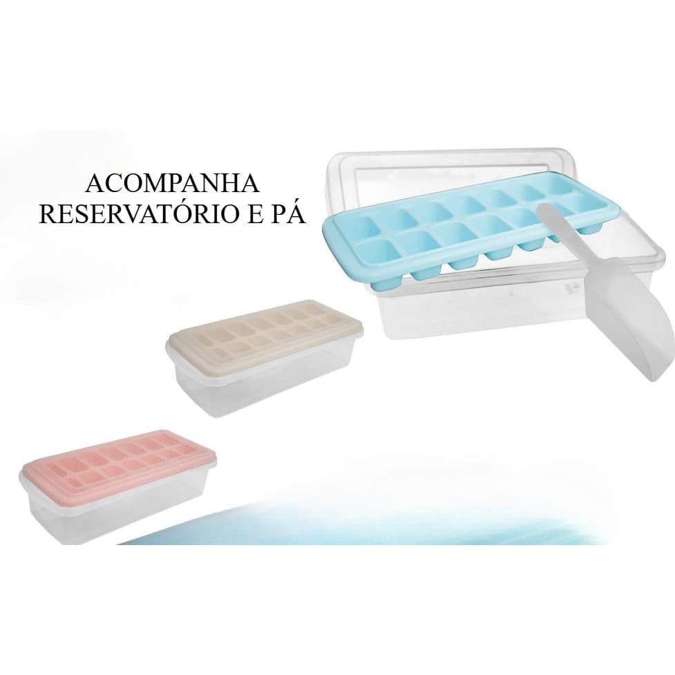 Forma Gelo Com Reservatório Tampa E Pá Organizador Para Freezer