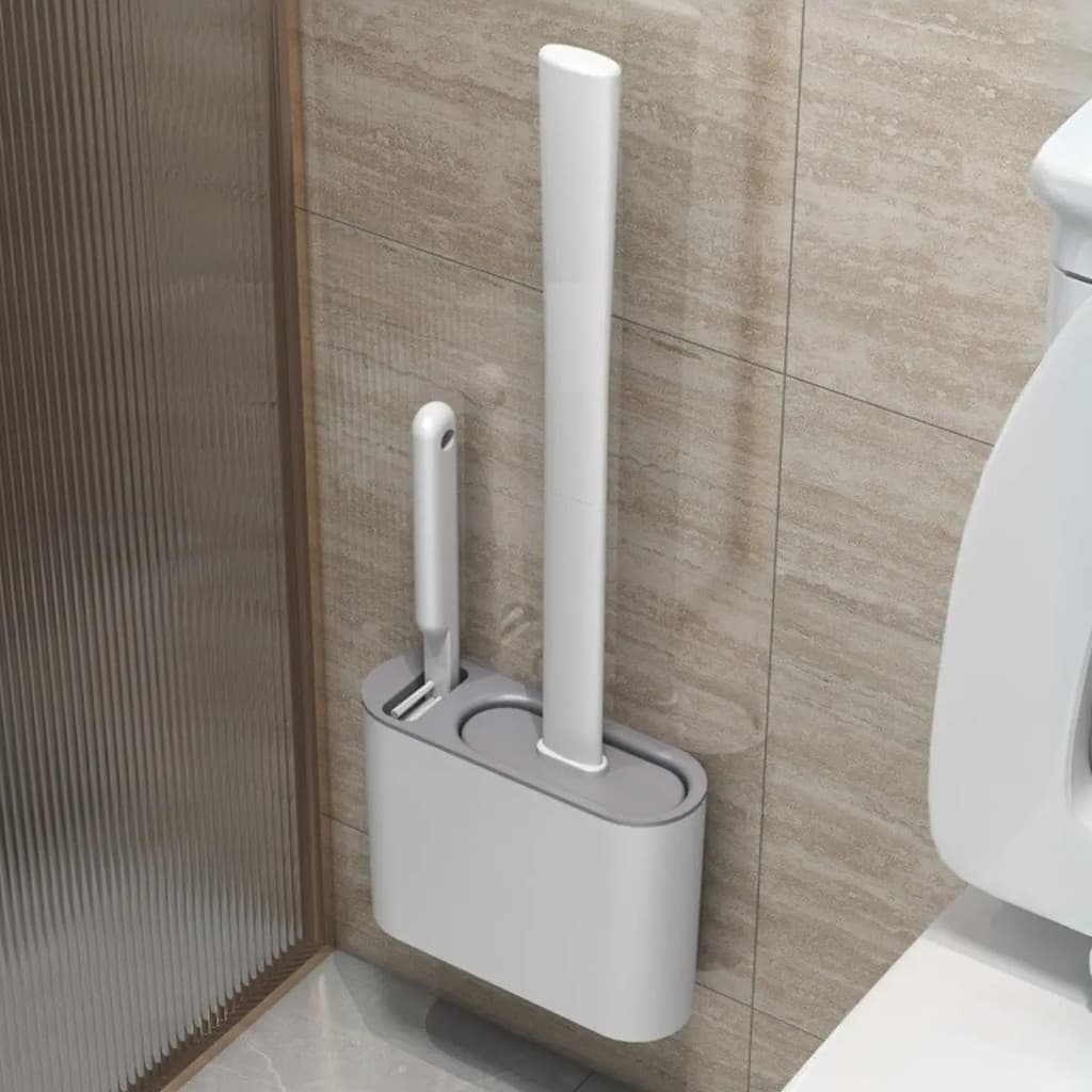 Escova De Silicone Para Vaso Sanitário 2 Em 1 Base De Banheiro Privada Alta Eficiência Branco Ou Preto