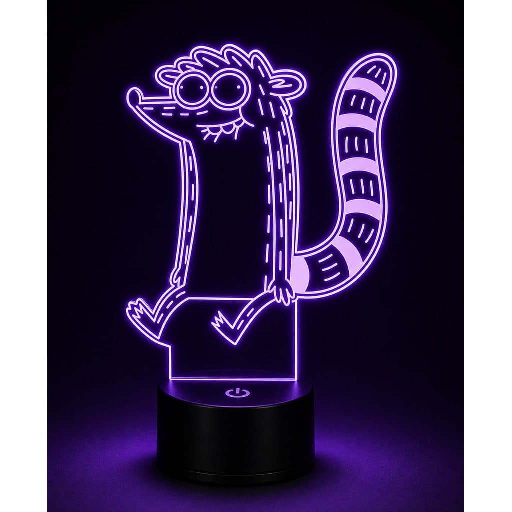 Luminária 3D Rigby Regular Show Abajur Nerd Gamer Decoração